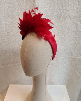 tocado diadema plumas rojo comprar barato online